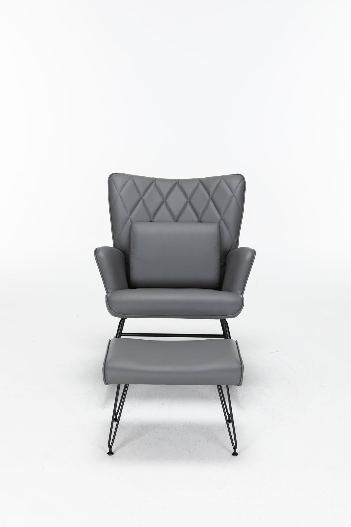 Rocking Accent Chair With Lumbar Pillow And Ottoman