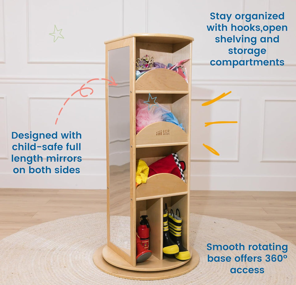 Slightly Used ECR4Kids Rotating Dress-Up Carousel, Costume Organizer, Natural
