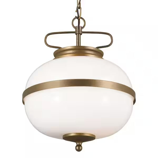 Open Box KICHLER Opal 2-Light Character Bronze Vintage Globe Kitchen Pendant Hanging Light with Opal Glass