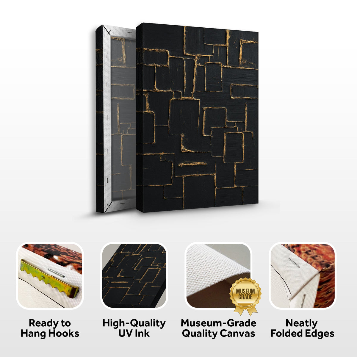 Contemporary Black and Gold Wall Art