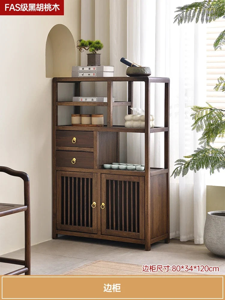 Luxury Chinese Solid Wood Curio Cabinet – Oriental Living Room Display Credenza