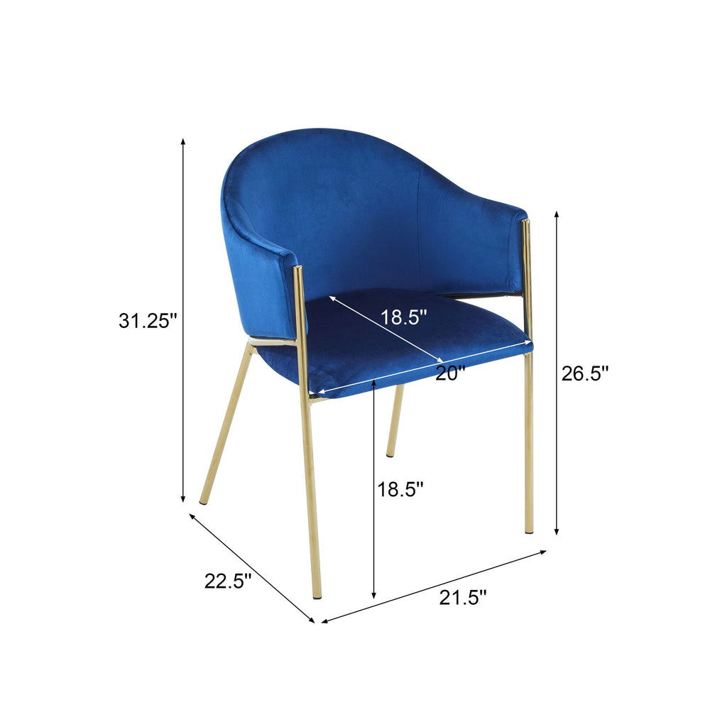 Modern Upholstered Dining Chair With Plush Velvet and Metal Frame