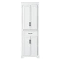 Freestanding Bathroom Vanity, Elegant Design With 4 Doors & 1 Drawer, Adjustable Shelves, Damping Hinges - White