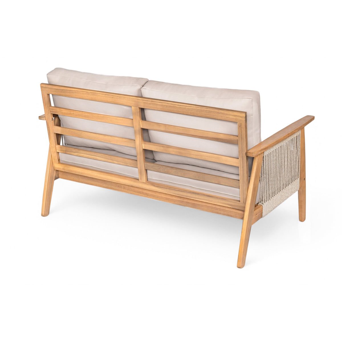 Outdoor 2pc Acacia Wood and Rope Patio Chat Set