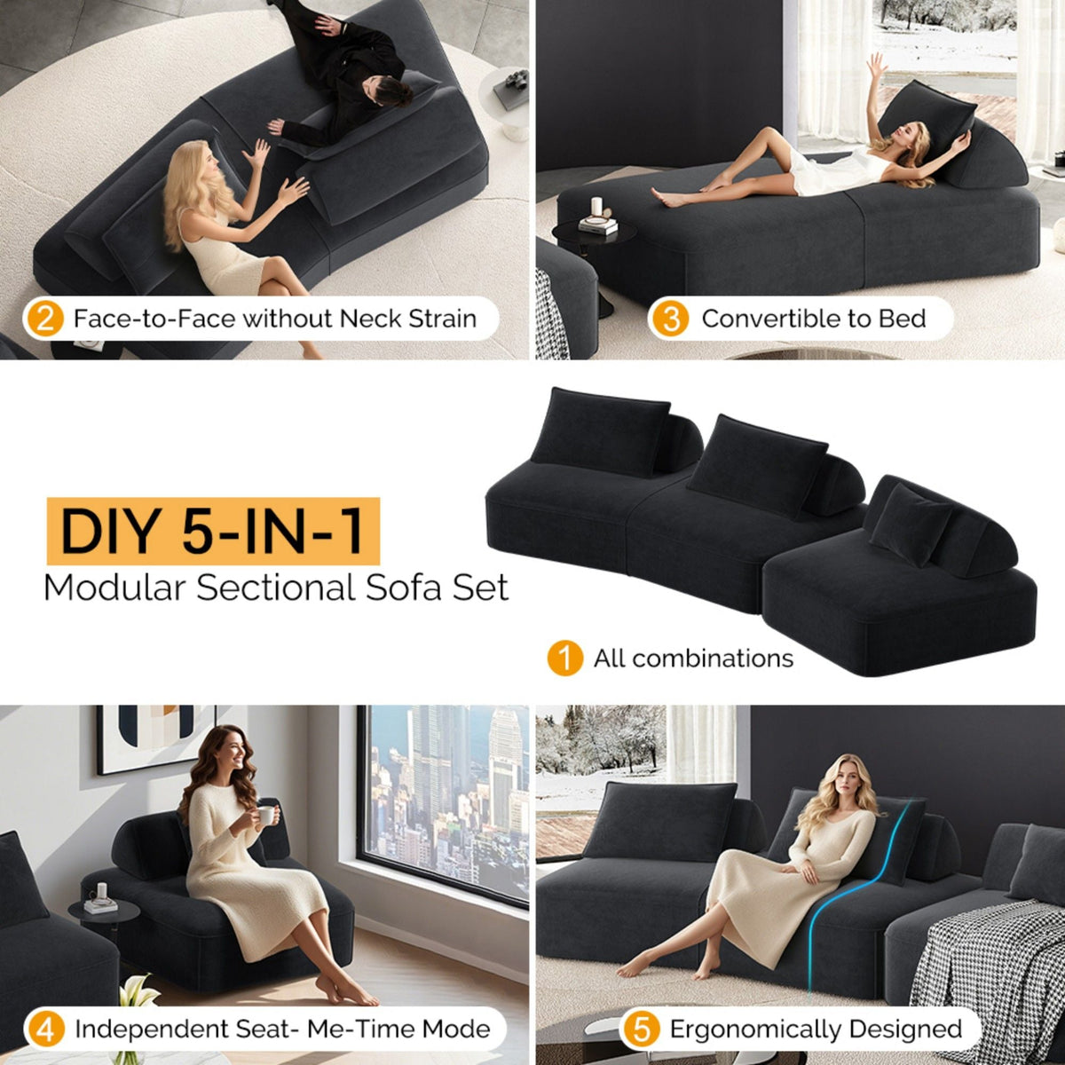 Modern Luxury Oversized Modular Sectional Sofa Set