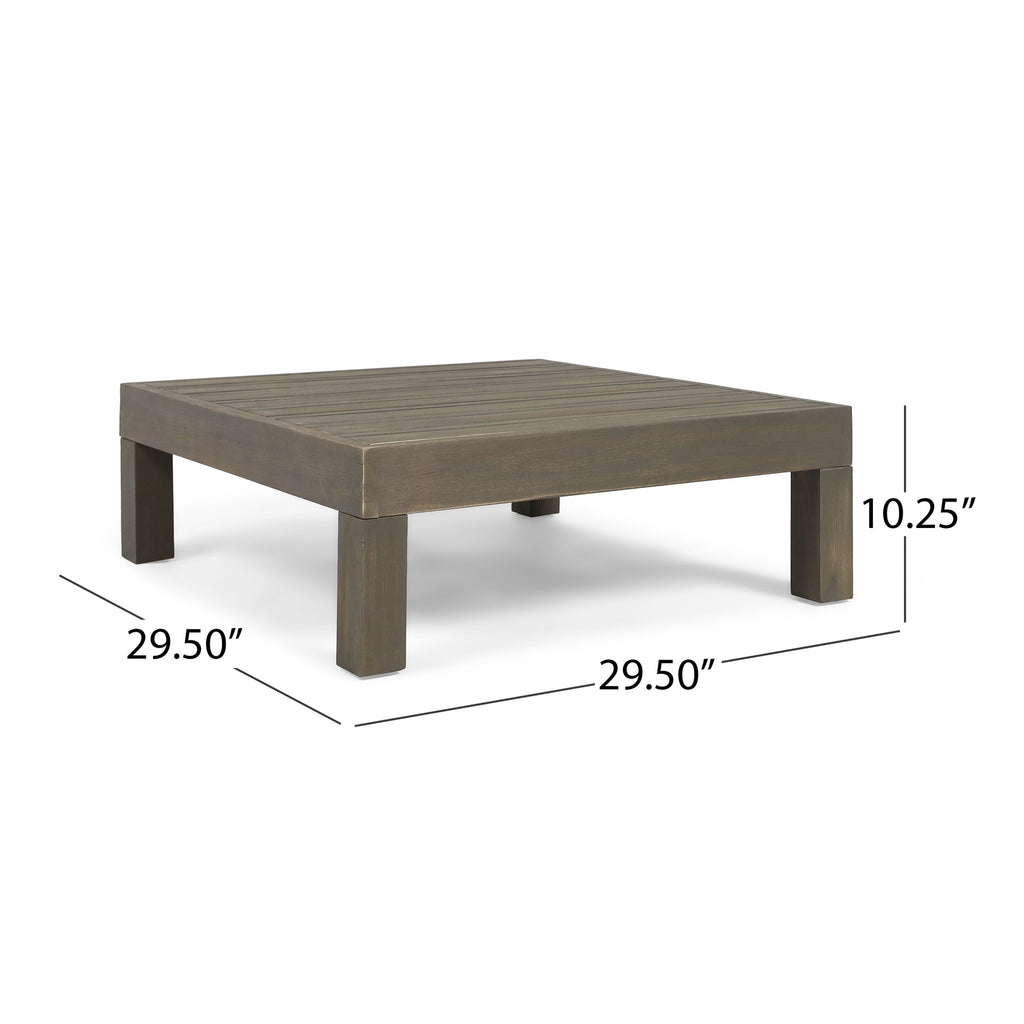Oana Outdoor Wooden Sectional Set with Cushions, Dark Grey
