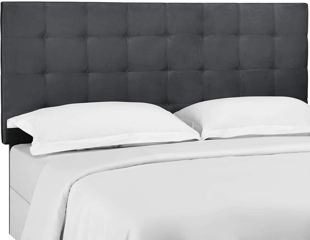 Paisley Upholstered Biscuit Tufted Performance Velvet Full / Queen Headboard Size in Gray