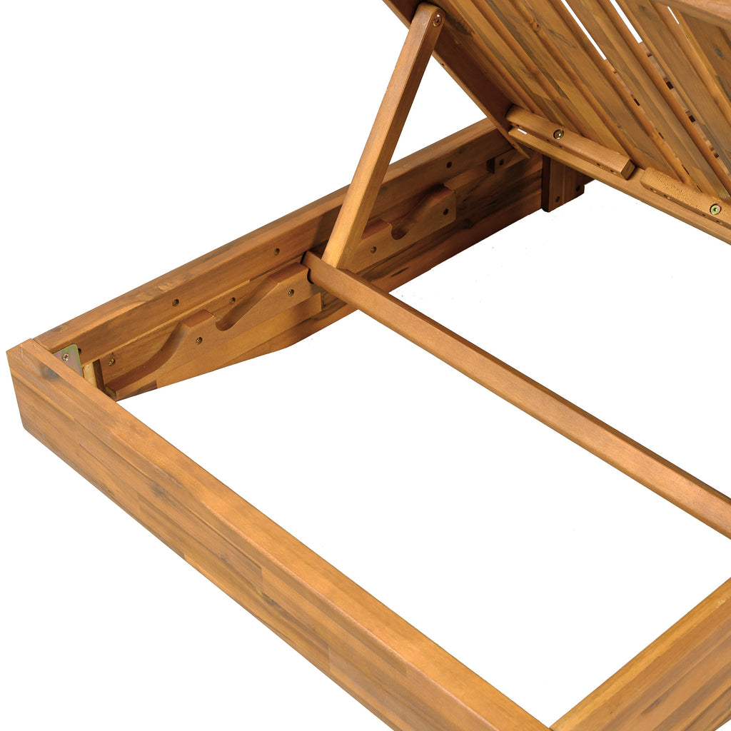 Modern Acacia Wood Outdoor Chaise Lounge
