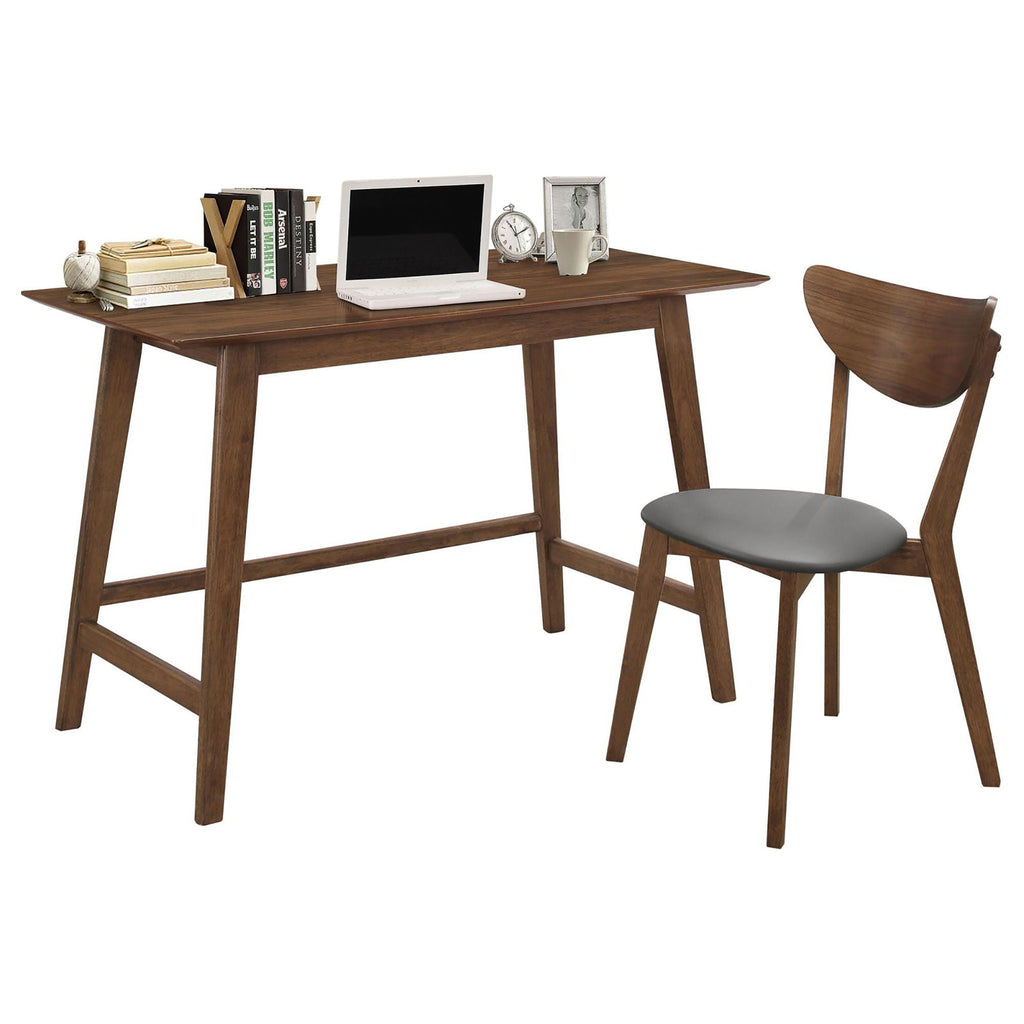 2 Piece Writing Desk Set With Chair - Brown