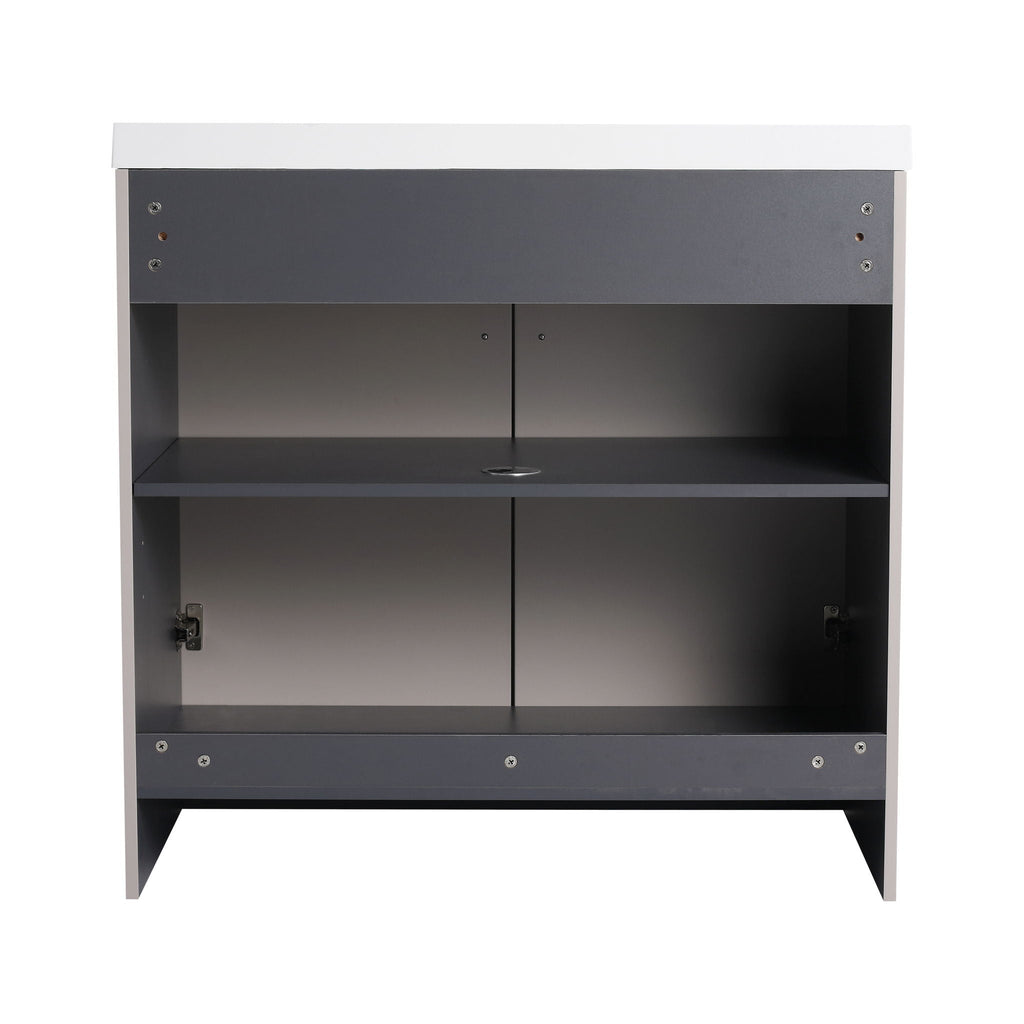 Contemporary Freestanding Bathroom Vanity With Resin Sink & Soft-Close Cabinet Doors