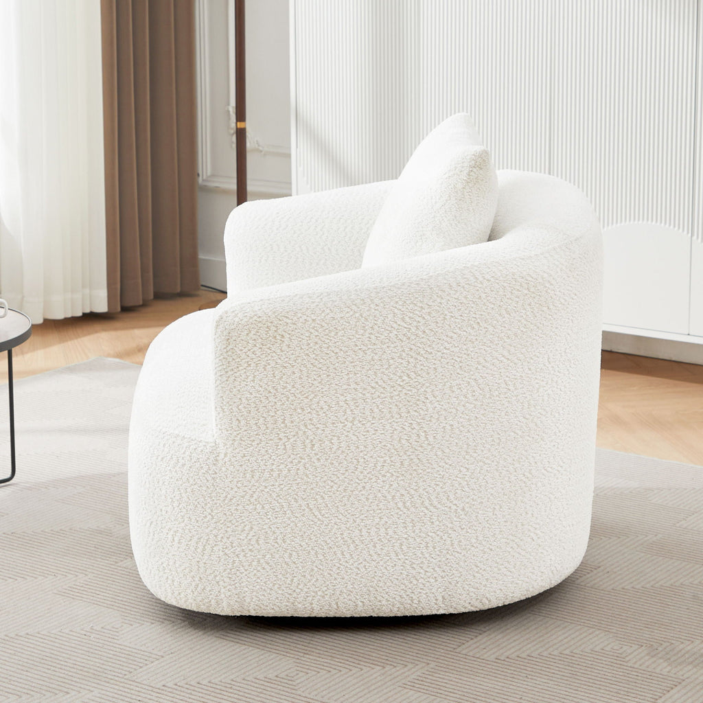 360° Swivel Barrel Sofa Chair With Throw Pillow, Upholstered Accent Chair