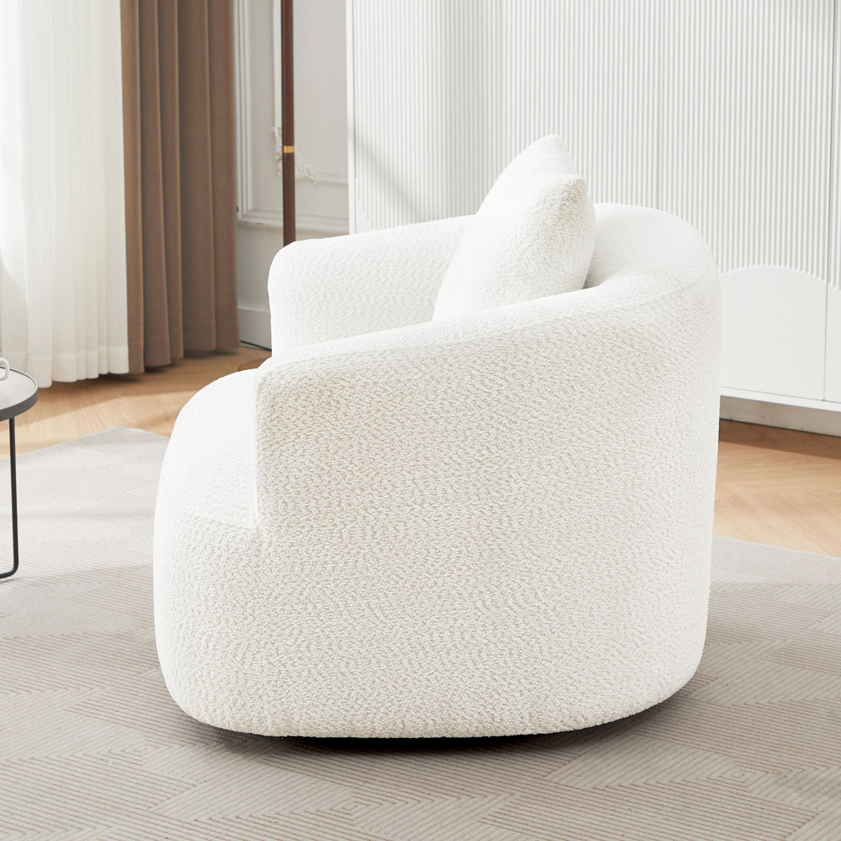 360° Swivel Barrel Sofa Chair With Throw Pillow, Upholstered Accent Chair