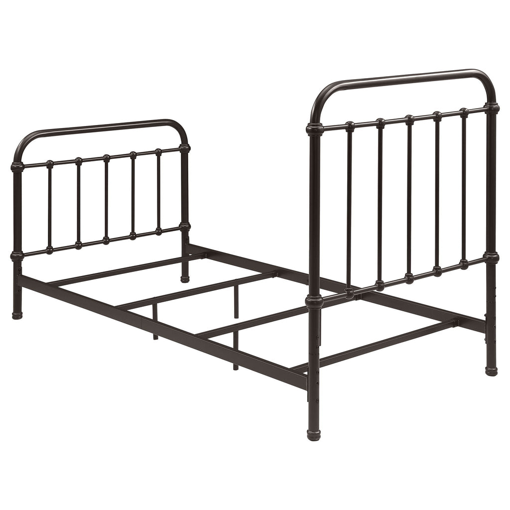 Twin Panel Bed With Ornate Design - Bronze
