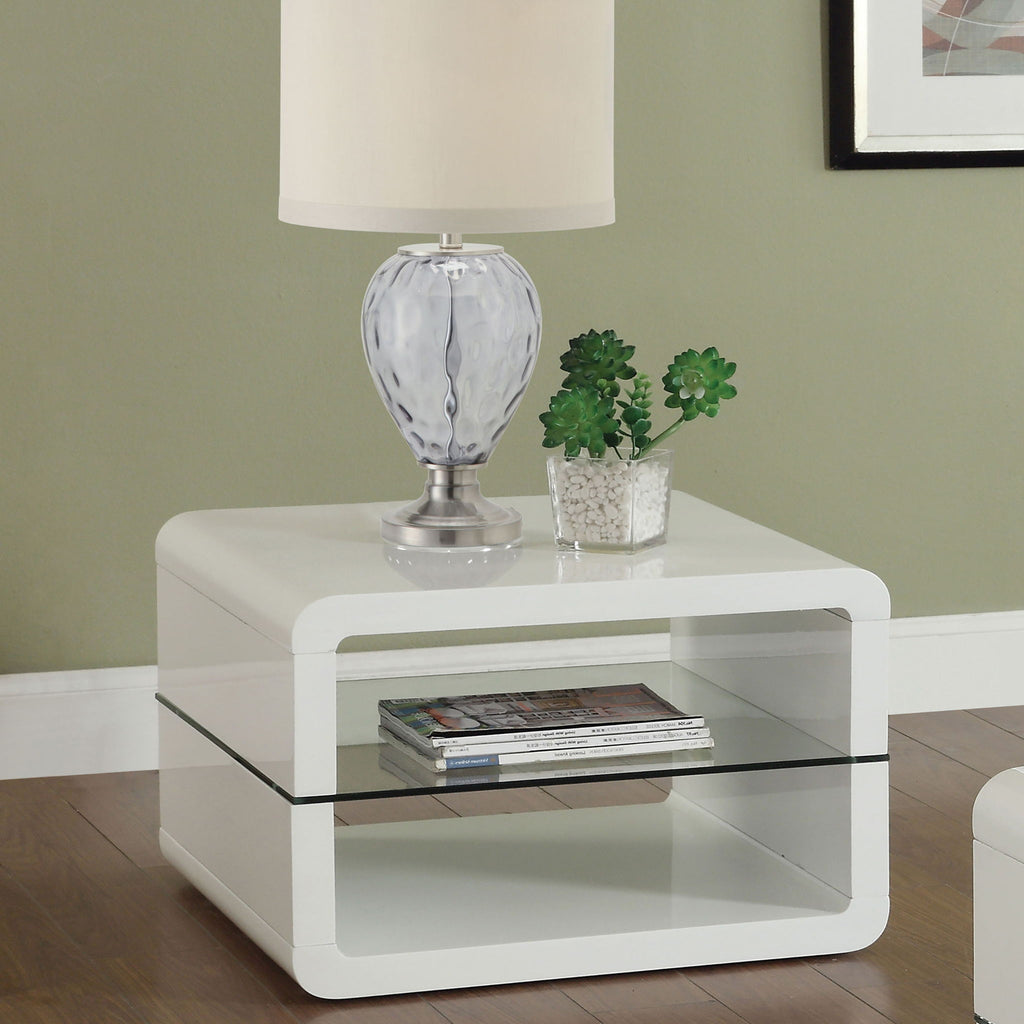 Emerson - 1 Shelf Rectangular Side End Table - White