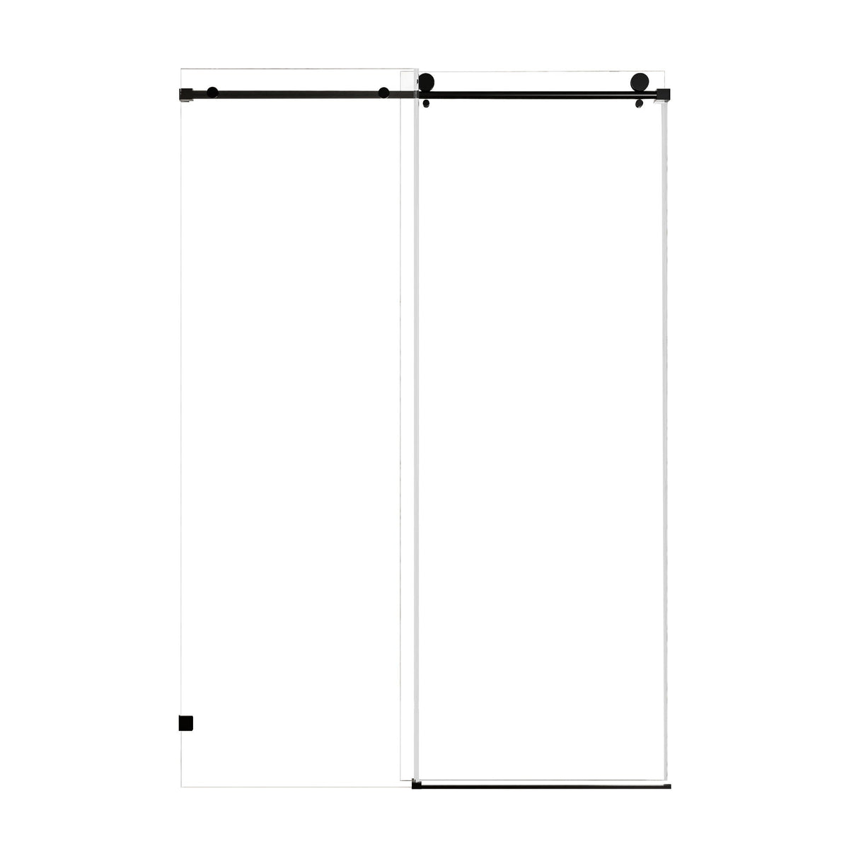 Frameless Single Sliding Soft Close Shower Door, 5 / 16" Clear Nano Coated Tempered Glass And 304 Stainless Steel Handle - Matte Black