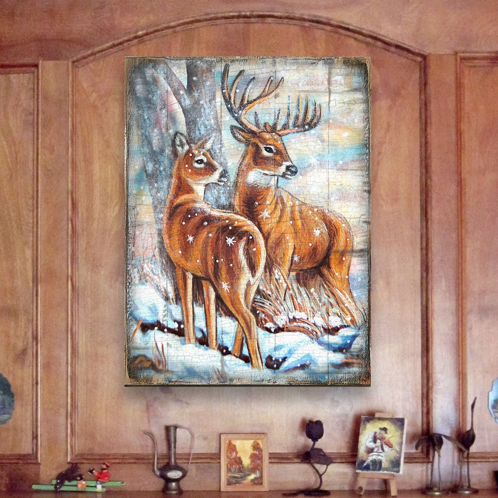 Schmid Deer's Art Wooden Wall Art by Nature Wonders - Nature Wildlife Decor  - 95212B