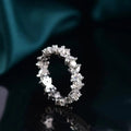 Sparkala™ Floral and Round Eternity Platinum Over Pure Sterling Silver Ring