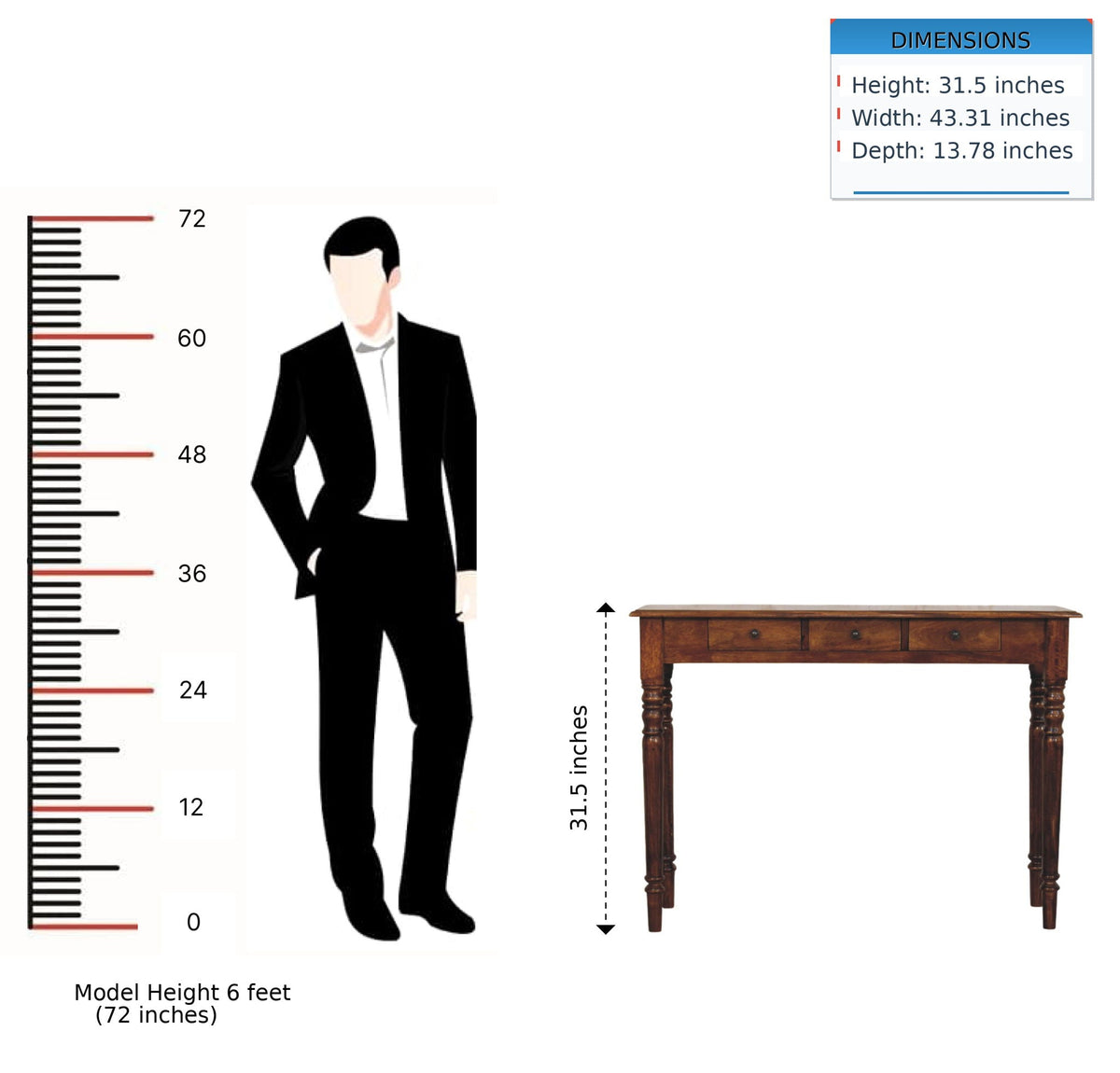 Turned Legs Drawer Console Table