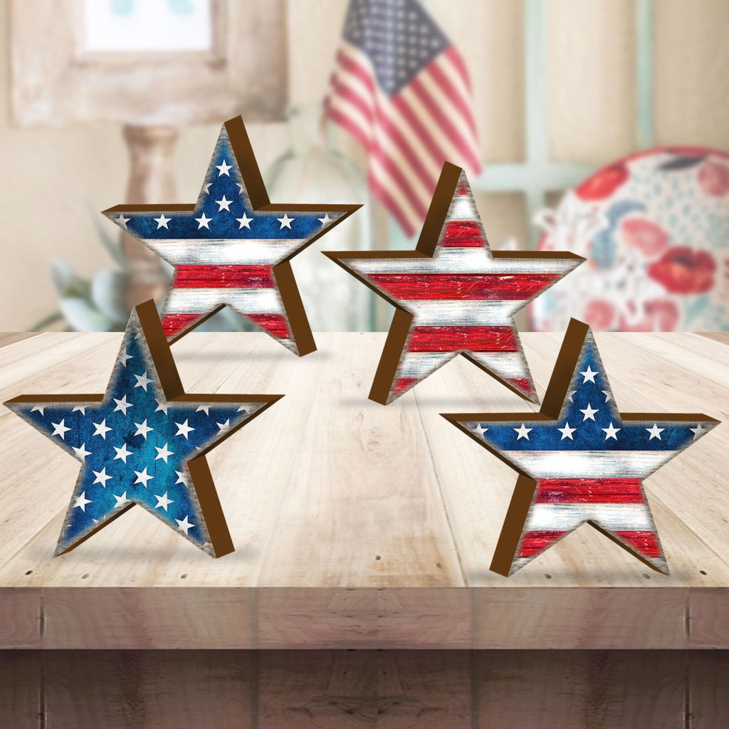 American Patriotic Composition Set of 15 Wall Block - American Patriotic Decor - 852760-S15