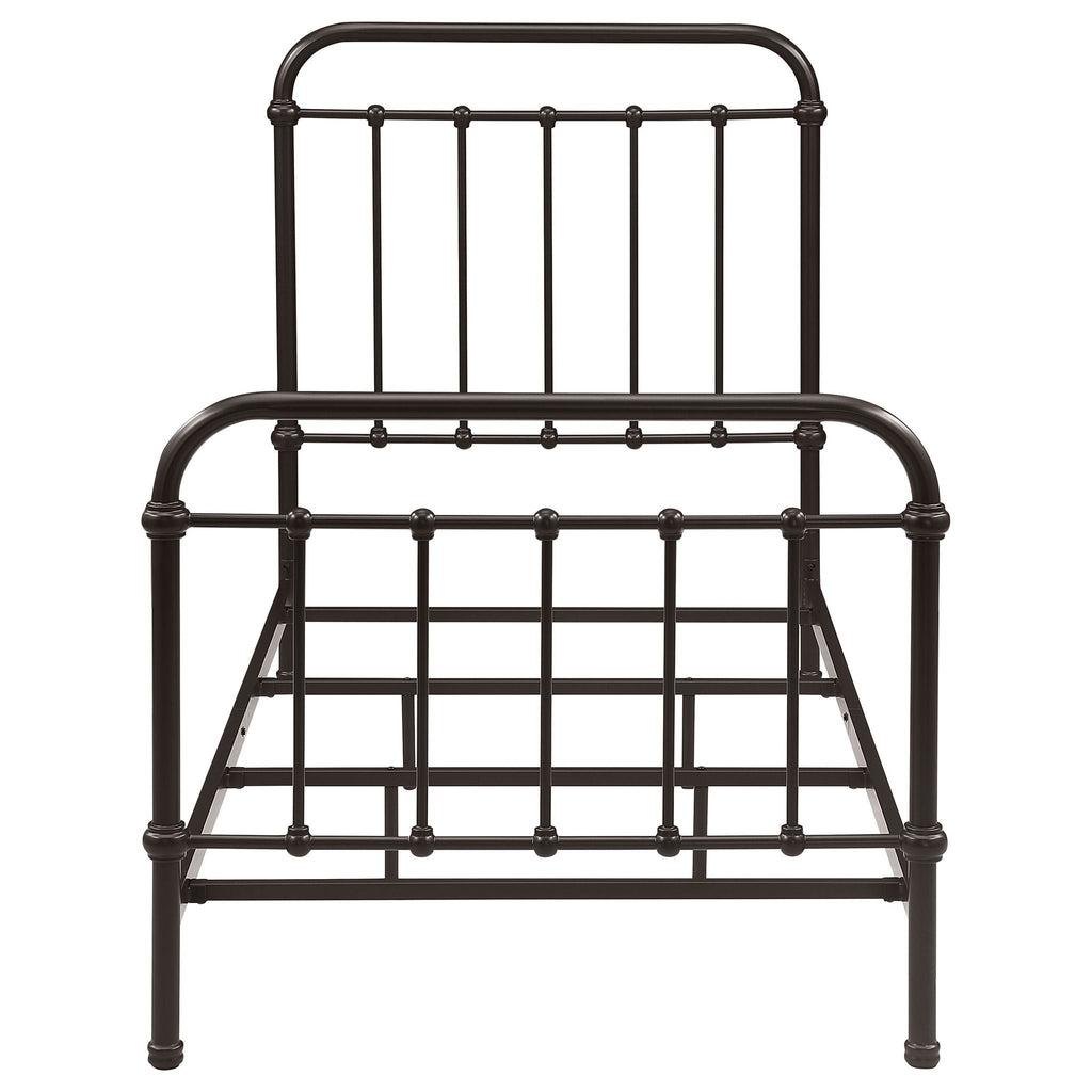 Twin Panel Bed With Ornate Design - Bronze