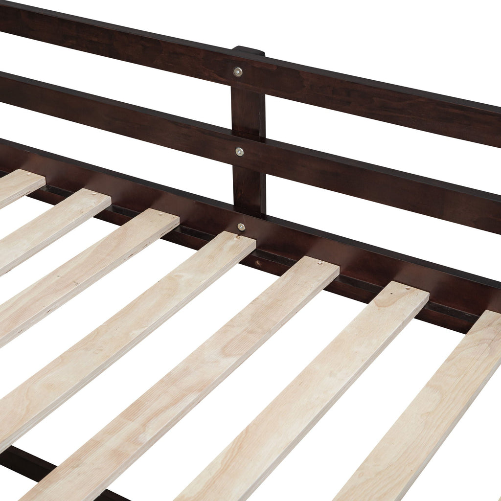 Low Loft Bed With Rolling Desk, Shelf And Drawers