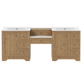 Double Sink Bathroom Vanity With Countertop, 2 Ceramic Sinks, 6 Drawers