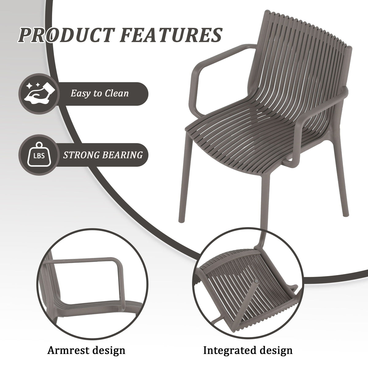 4 Modern Stackable Plastic Armchair Matched With Round Table