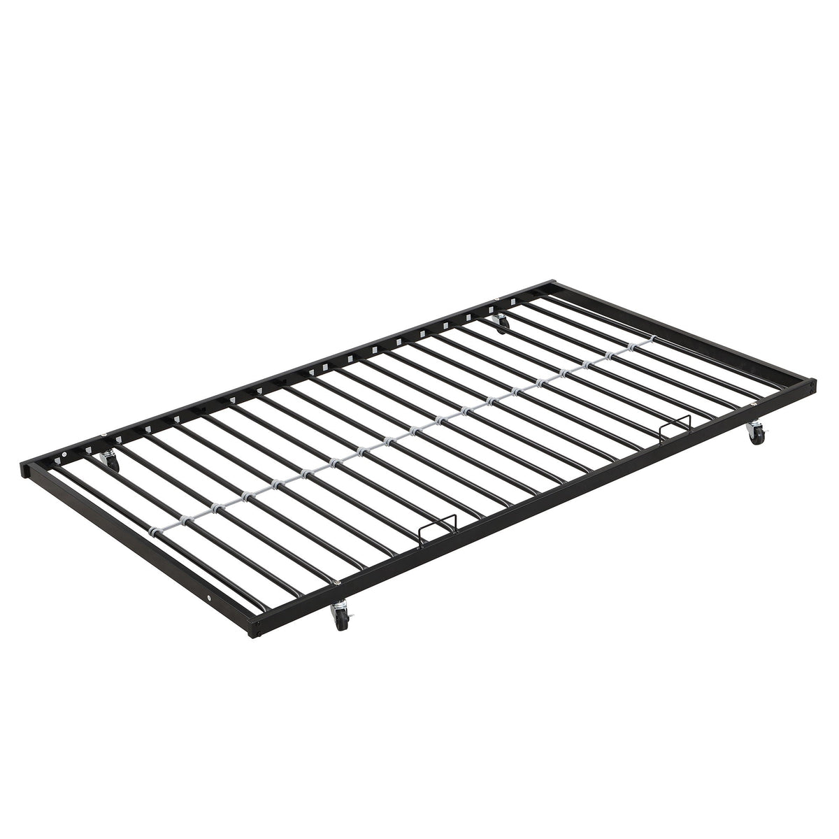 Modern Metal Bunk Bed With Side Ladders And Guardrail