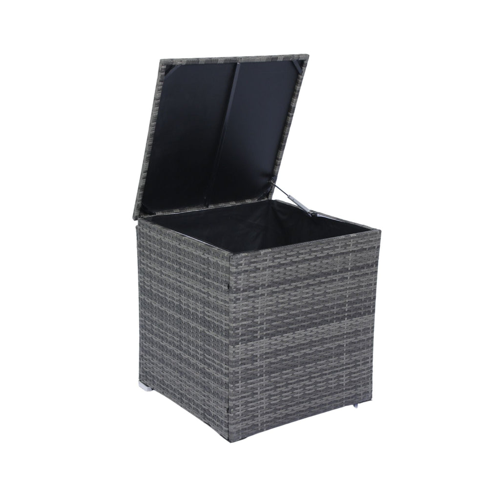 8 Piece Patio Sectional Wicker Rattan Outdoor Furniture Sof Set With One Storage Box Under Seat And Cushion Box - Gray / Black
