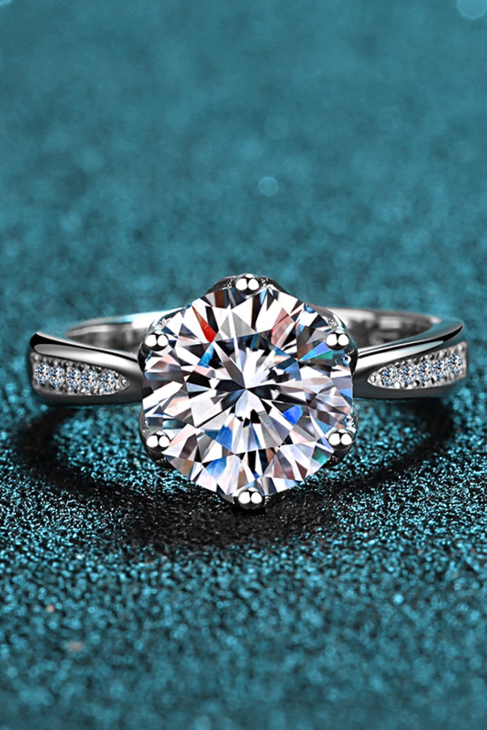 3 Carat Brilliant Round Cut Sparkala™ Rhodium Over Pure Sterling Silver Side Stone Ring