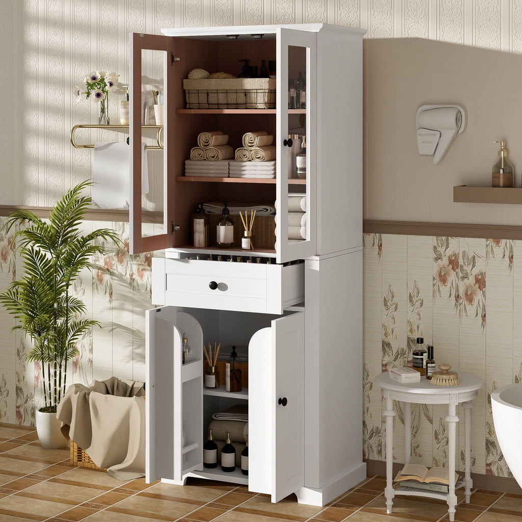 Bathroom Storage Cabinet, Adjustable Shelves & Drawer, Freestanding Tower