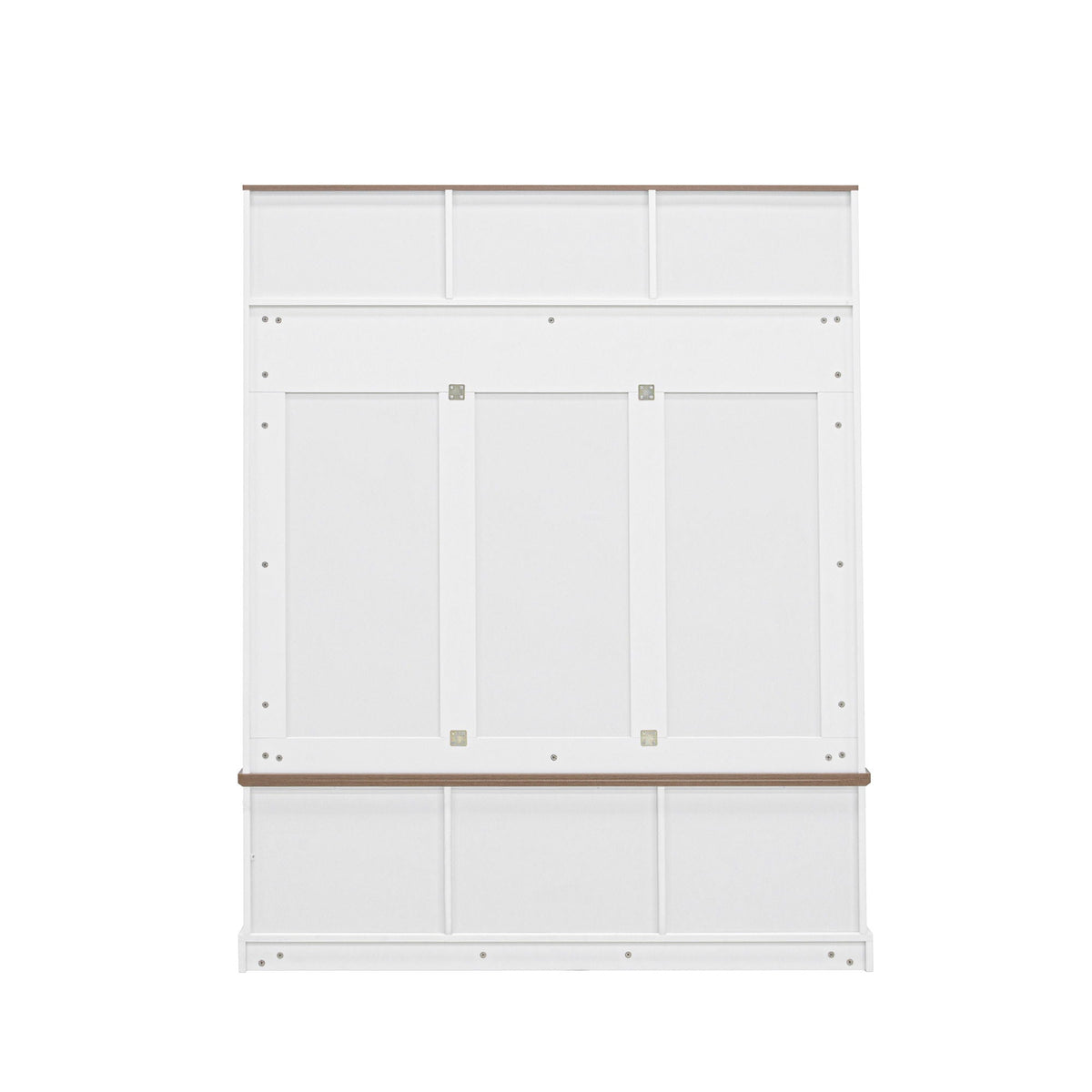 Hall Tree With Bench And Shoe Storage, 5 In 1 Entryway Organizer Cabinet With Coat Rack, 4 Shoe Cubbies & 7 Hooks - White