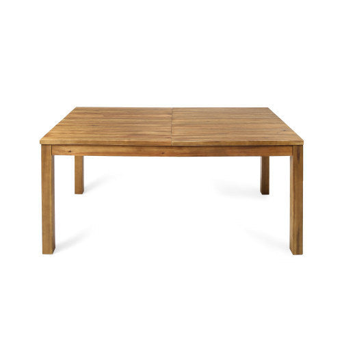 7 Pieces Acacia Wood Outdoor Dining Set with Cream Cushions