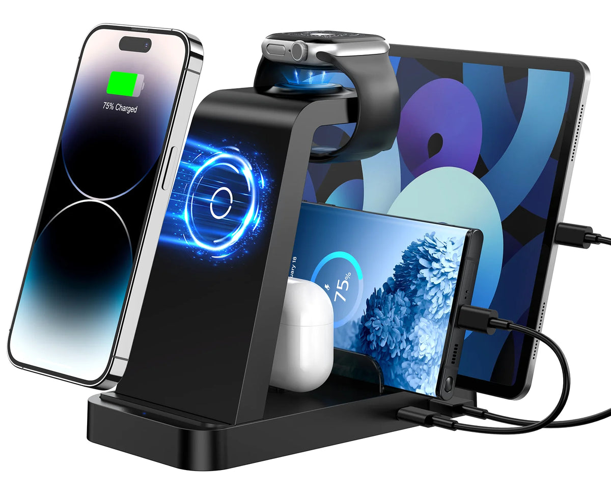 36W Wireless Charger:  5 in 1 Fast Charging Station Compatible for Iphone 17 16E 16 15 14 13 12 Pro Max Iwatch Samsung Tablets Ipad