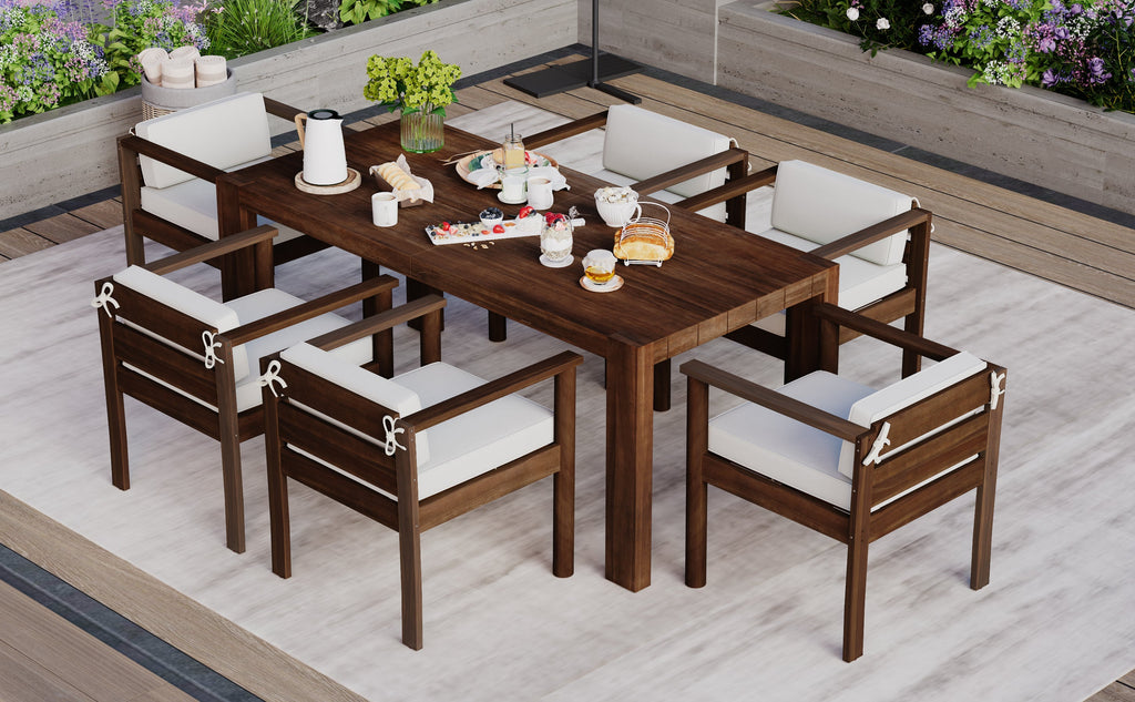 TREXM 7-Piece Patio Dining Table Set for 6