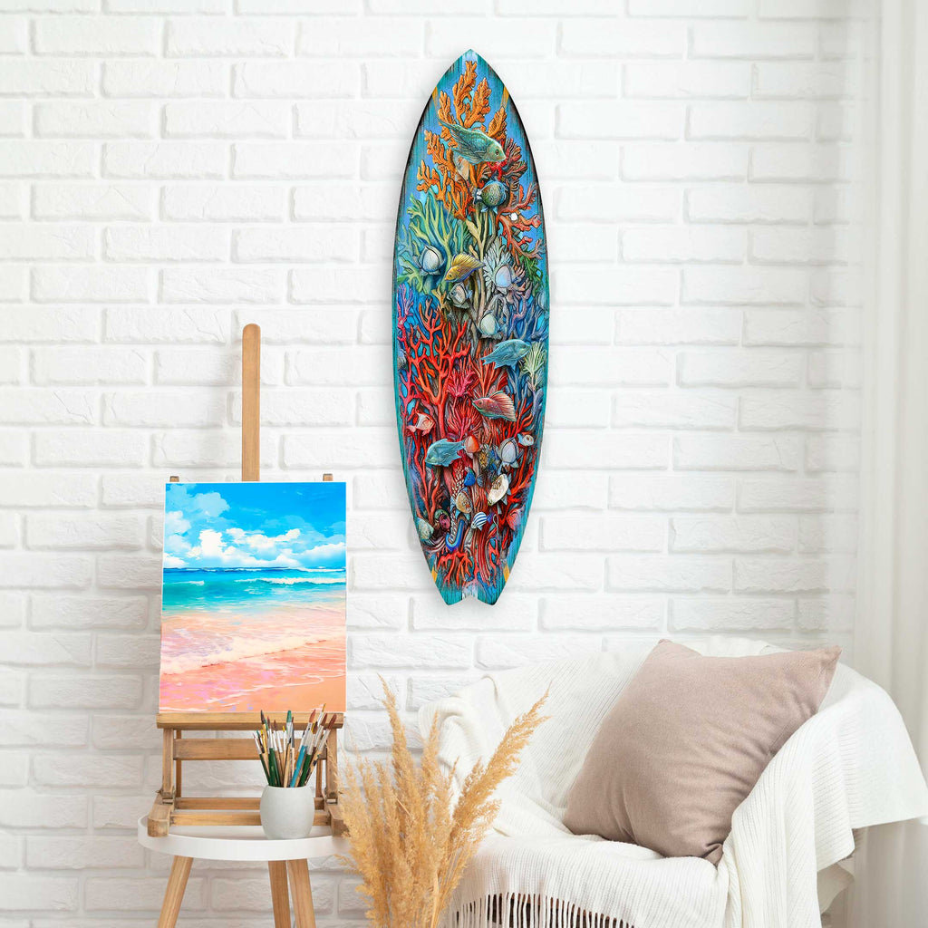 Surfboard Coastal Wall Art - Underwater Life Wall Art by G. DeBrekht - Coastal Holiday Decor - 8490135HS