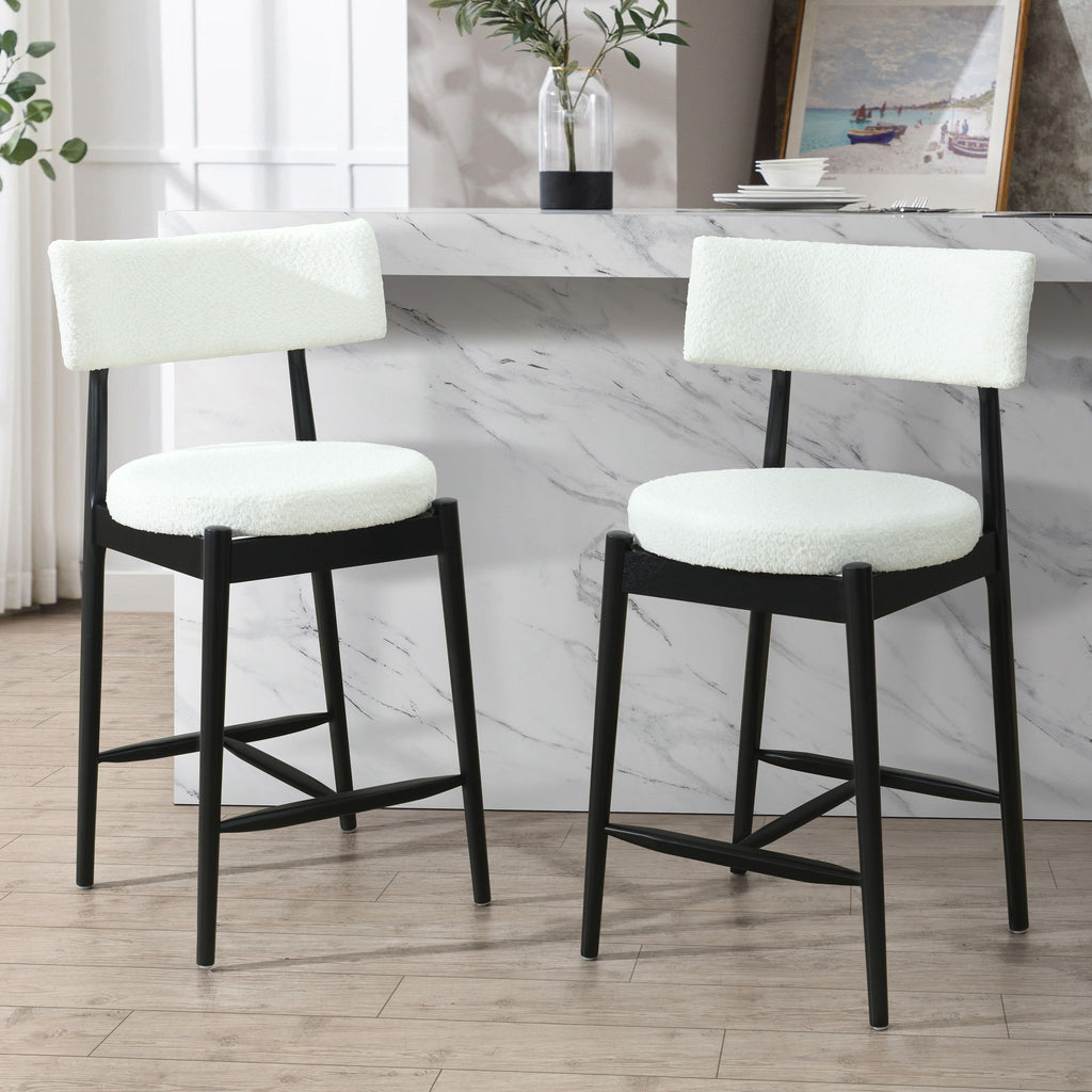 Mid Century Modern Counter Stools, Fabric Upholstered Chairs