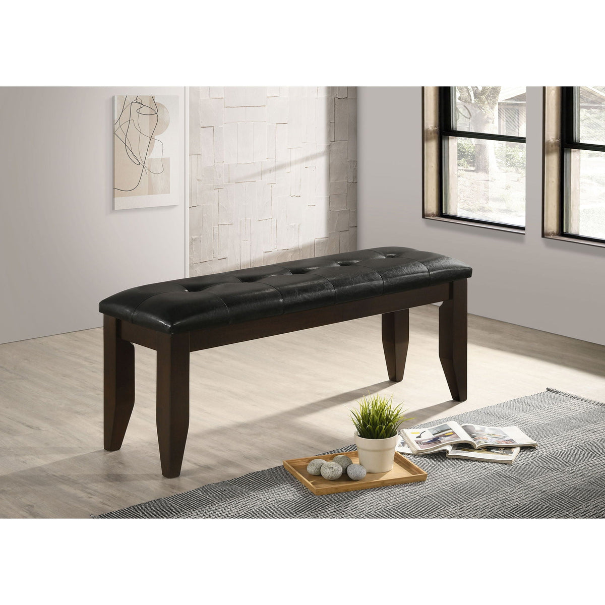 Tufted Upholstered Dining Bench - Brown