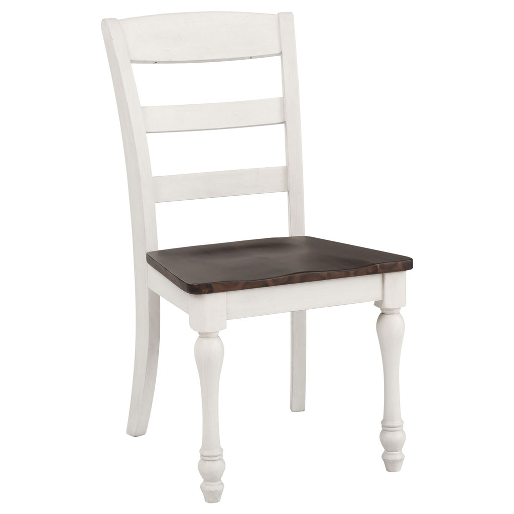 Ladder Back Side Chair With Saddle Seat (Set of 2) - White