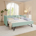 Cozy Gingham Daybed with Trundle Twin Size Sofa Bed No Box Spring Needed