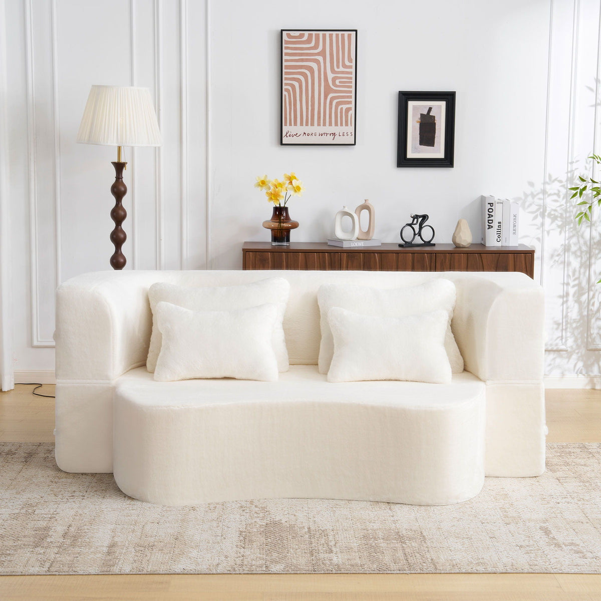Modern Floor Sofa With 4 Pillows