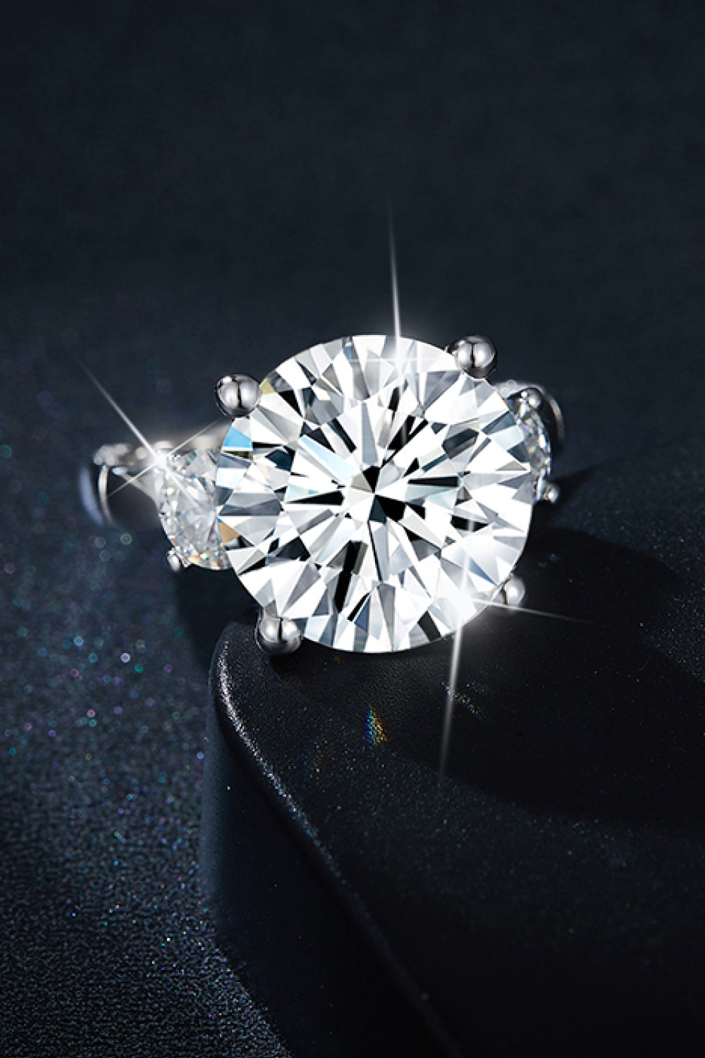 8.6 Carat Brilliant Round Cut Sparkala™ 3 stone Ring (Platinum Over Pure Sterling Silver)