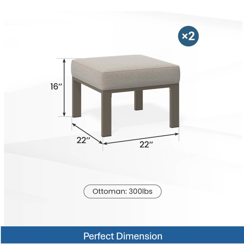 All-Weather Patio Ottomans With Thick Cushions (Set of 2)
