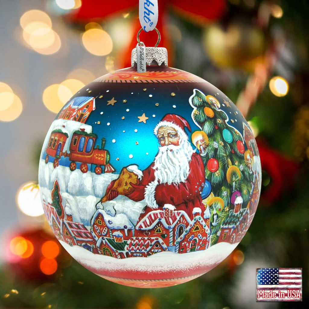 Gingerbread House Glass Ornament Limited Edition by G. DeBrekht - Christmas Santa Snowman Decor - 73858