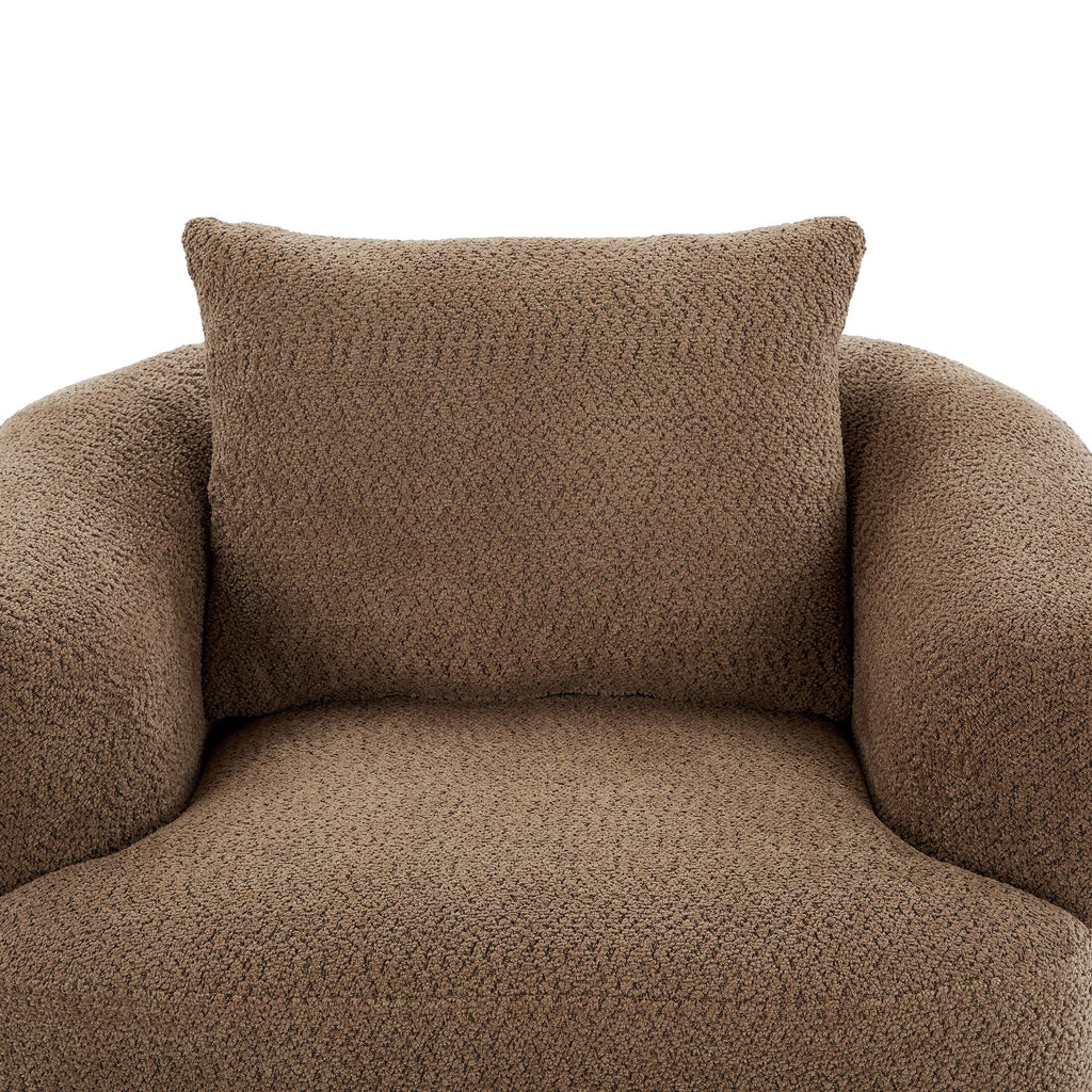 360° Swivel Barrel Sofa Chair With Throw Pillow, Upholstered Accent Chair