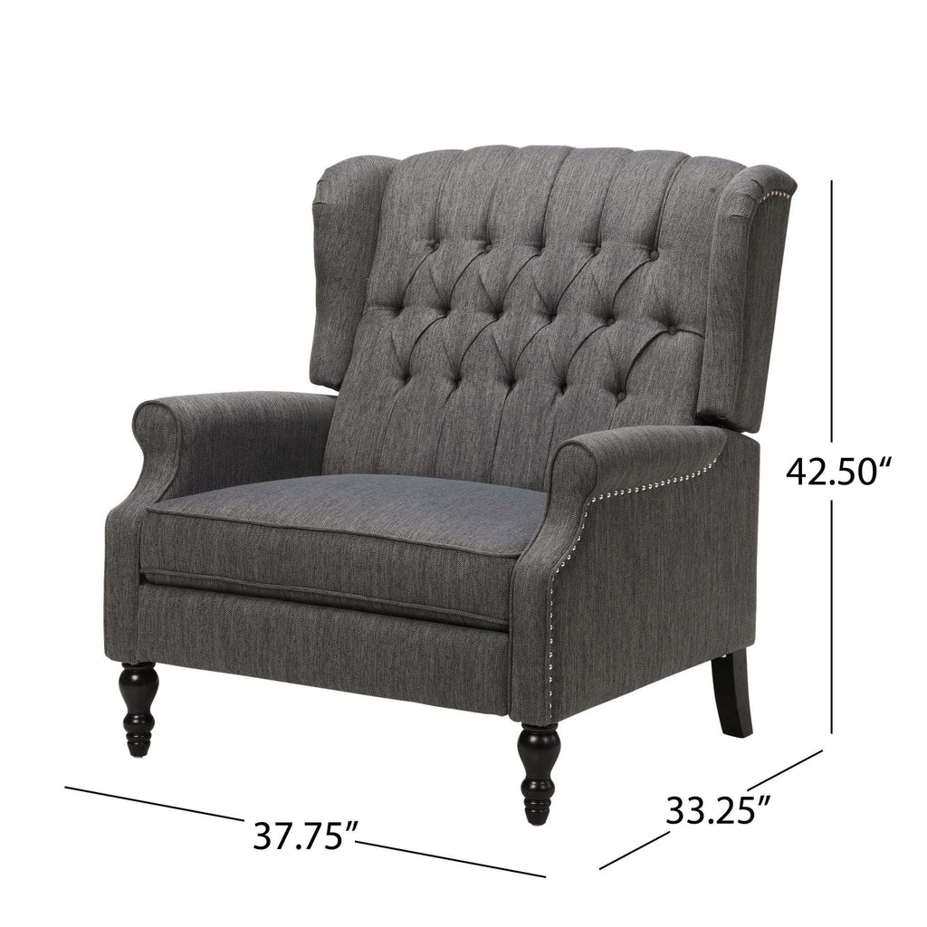 Dunham Contemporary Fabric Tufted Oversized Pushback Recliner