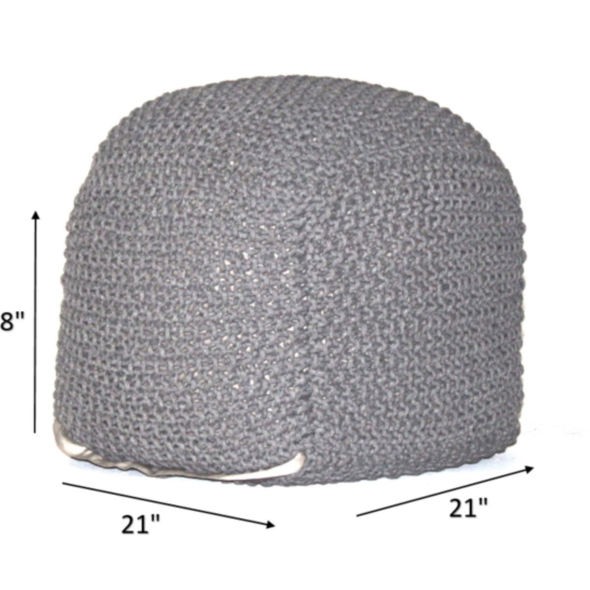 Semi Rounded Pouf, Cable Knitted, Perfect Seating