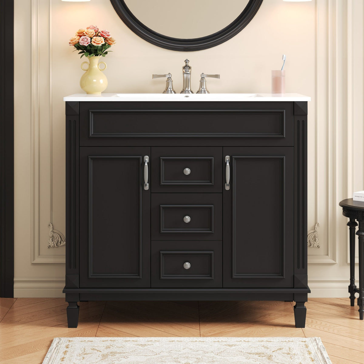 Bathroom Vanity With Top Sink and Soft-Closing Storage