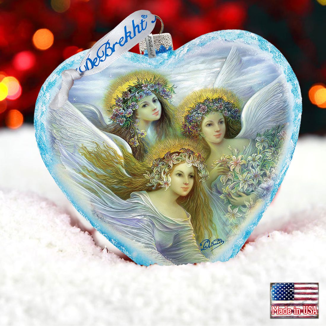 Three Angels Glass Ornament Limited Edition by Strelkina at G. DeBrekht - Nativity Holiday Decor - 738-083-ST