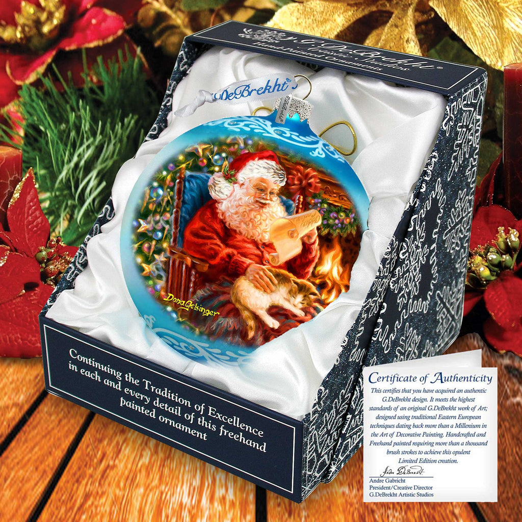 House Warming Santa Lg Glass Ornament in Blue by Gelsinger - Christmas Décor - 73924B-DG
